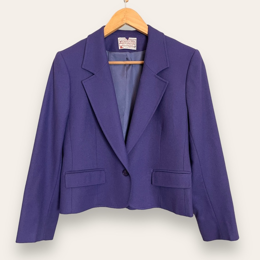 Pendleton Vintage‎ Blazer Purple Women Suit Jacket Wool Professional Petite 10